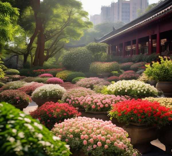 淮安绿韵古韵，鲜花盆景映衬的都市风情画卷,淮安鲜花盆景，古韵新韵，绿意盎然的都市风情,鲜花盆景,绿意,魅力,第1张